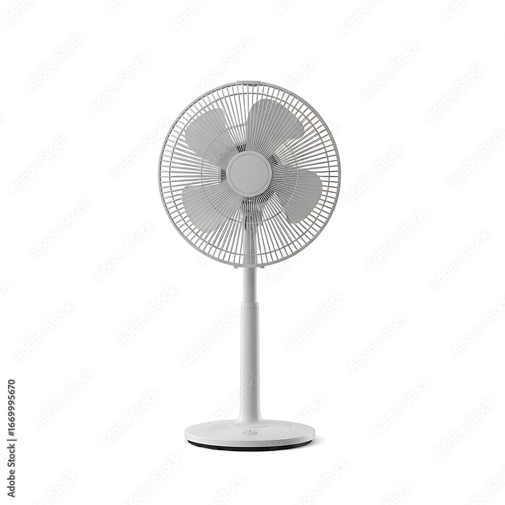 Obraz premium White Pedestal Fan - A Clean Cooling Solution for Home Comfort.