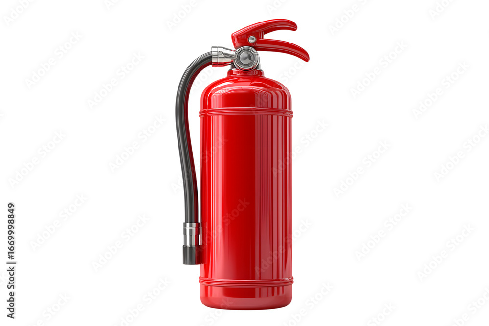 Obraz premium bright red fire extinguisher isolated on white background