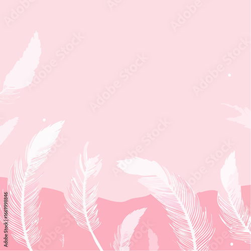 Pink pattern with white feathers vector