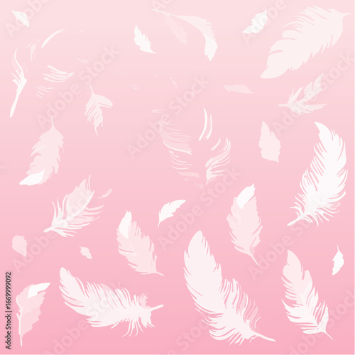 Pink pattern with white feathers vector