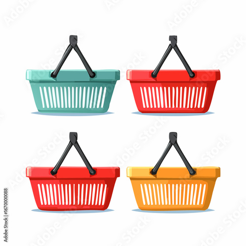 Shopping basket icon set vector