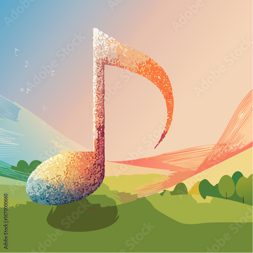 Music note made od little notes vector