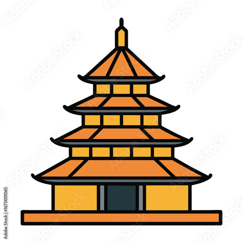 Traditional Pagoda Temple Illustration