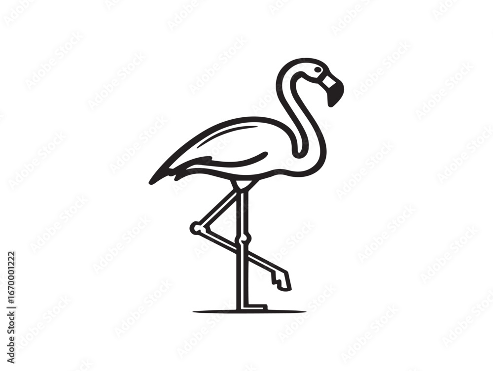 Naklejka premium Flamingo Bird Icon Designed in Attractive Minimal Line Vector Artwork