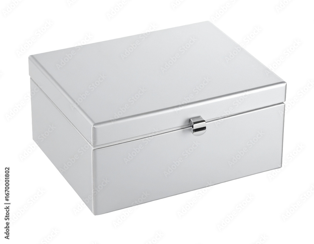 Fototapeta premium Silver jewelry box isolated on white background.