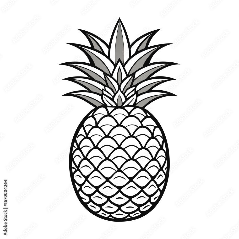 Obraz premium Vector illustration of a fresh, ripe, and juicy tropical pineapple