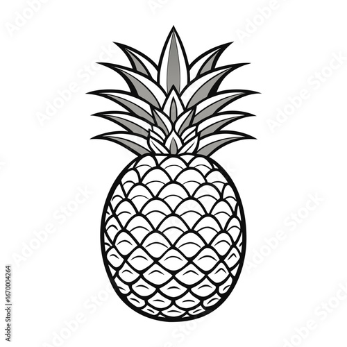 Vector illustration of a fresh, ripe, and juicy tropical pineapple
