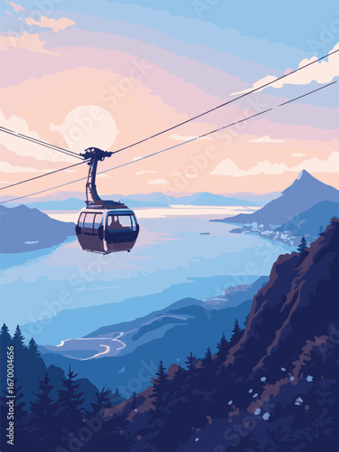 cable car in the mountains