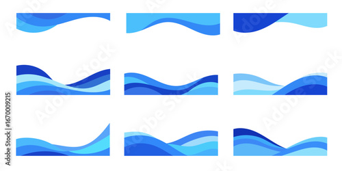 Blue wave abstract graphic design elements background