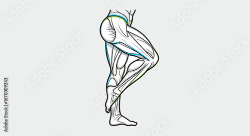 Illustration of human leg muscle anatomy