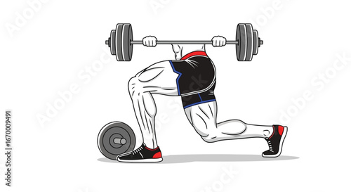 Illustration of a man doing a barbell lunge exercise