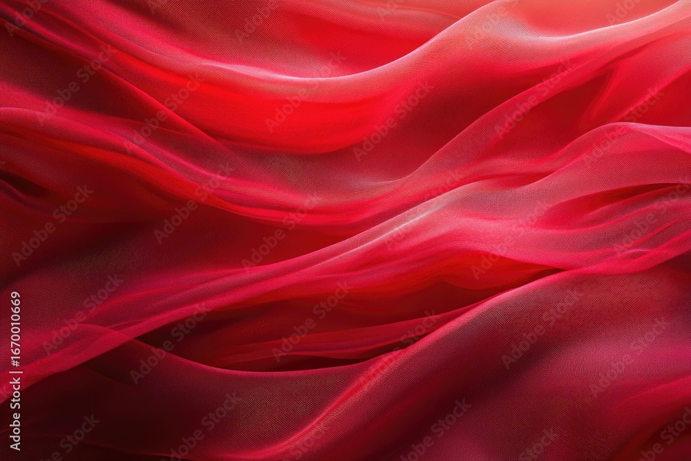 Fototapeta premium Vibrant red fabric waves with flowing texture and light reflections