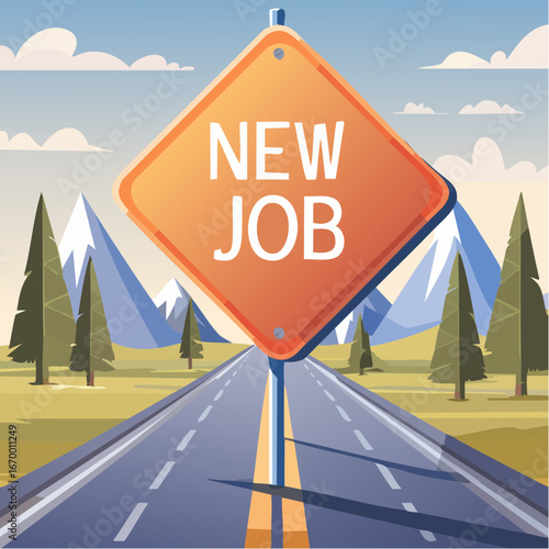 Road sign New Job