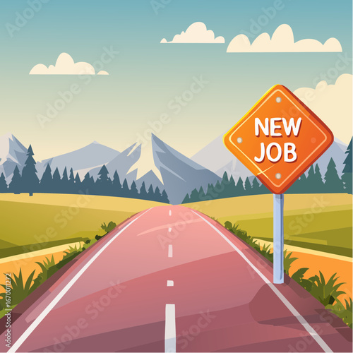 Road sign New Job