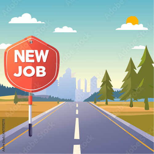 Road sign New Job