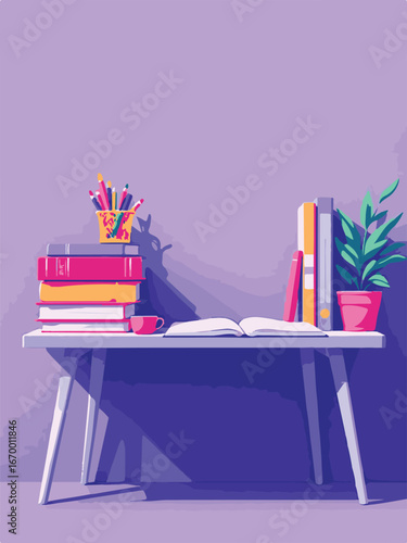 Wallpaper Mural desk with books Torontodigital.ca