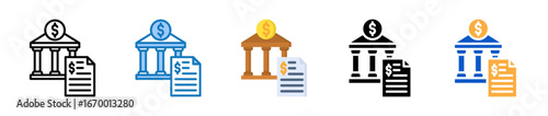 Bank Statement multiple style icons set design vector illustration. 
