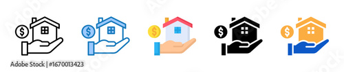 Mortgage Loan multiple style icons set design vector illustration. 