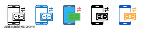 Money Transfer multiple style icons set design vector illustration. 