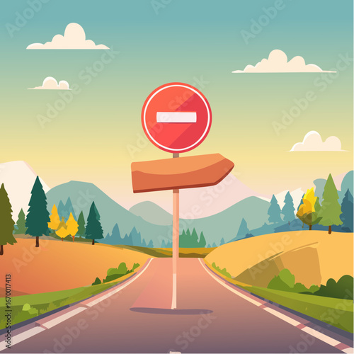 Road Sign Indicating Relaxation and Stress Levels, Informative Design, Clear Visual Communication.