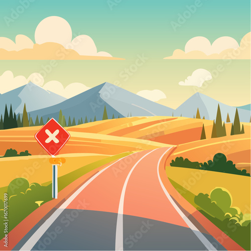 Traffic Sign Indicating Relaxation and Stress Levels, Informative Graphic, Modern Design, Conceptual Illustration.