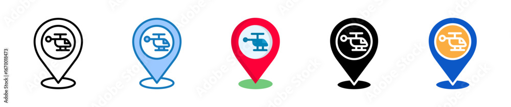 Fototapeta premium Helicopter multiple style icons set design vector illustration. 