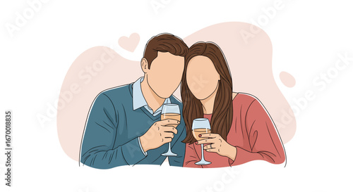 Couple enjoying drinks together romantic date night