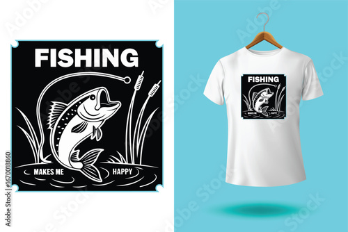 fishing t-shirt design, fishing vector typography t-shirt design.