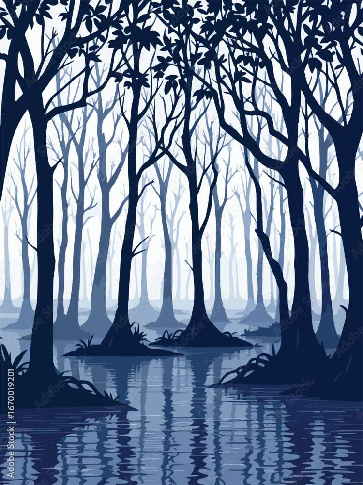 Obraz premium Mangrove Forest with River Stream