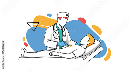 Doctor examining patient leg, medical procedure, healthcare