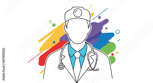 Doctor outline with colorful abstract background for healthcare