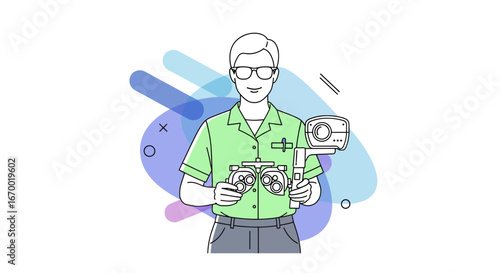 Drone Operator with Equipment, Modern Style