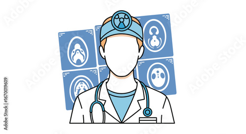 Doctor with medical scans, healthcare professional, diagnostic