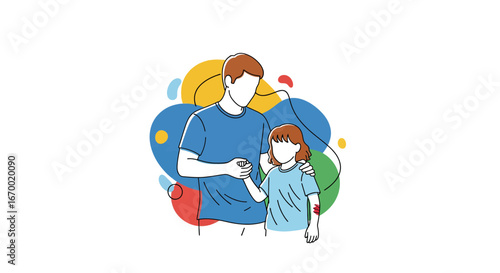 Father and child walking together, family bonding moment