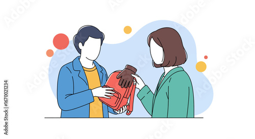 Handing over bag, transaction, exchange, business, retail