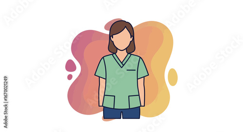 Healthcare professional woman in scrubs, medical worker portrait