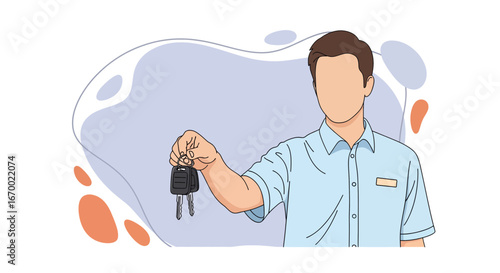 Man handing car keys, dealership, service, automotive