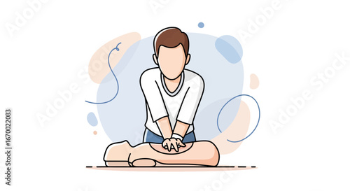 Man meditating in lotus position, calm and peaceful