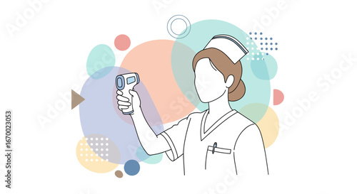 Nurse taking temperature contactless medical healthcare professional