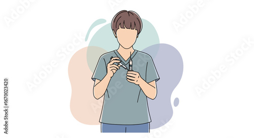 Pharmacist preparing medicine dosage with syringes