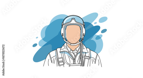 Pilot Headgear Portrait with Abstract Blue Background