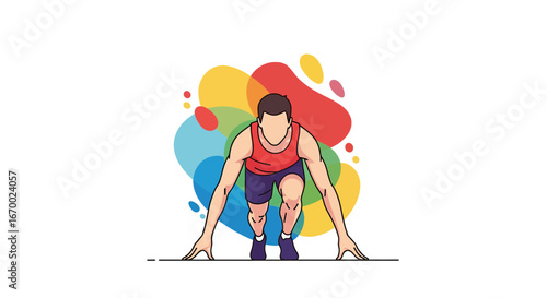 Runner starting line athletic sport fitness training competition