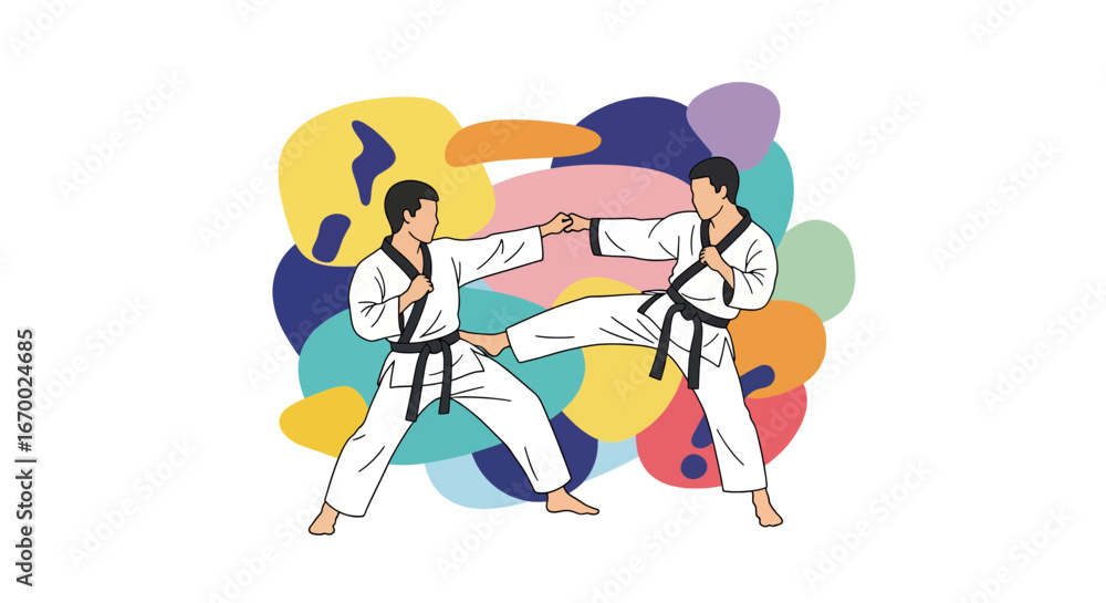Obraz premium Taekwondo Sparring Action Sport Martial Arts Training