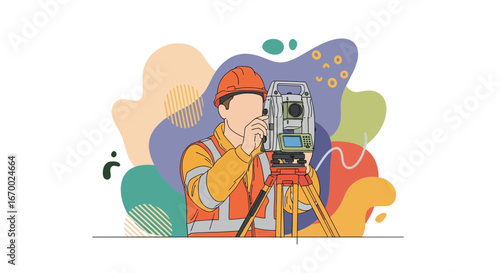 Surveying professional using equipment outdoors