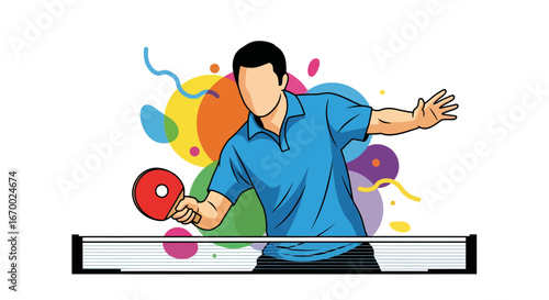 Table tennis player action sport game colorful splash