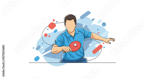 Table tennis player hitting ball action sport game