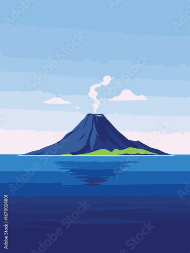 volcano in mountain vector
