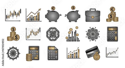 Business Finance Geometric Icon Series