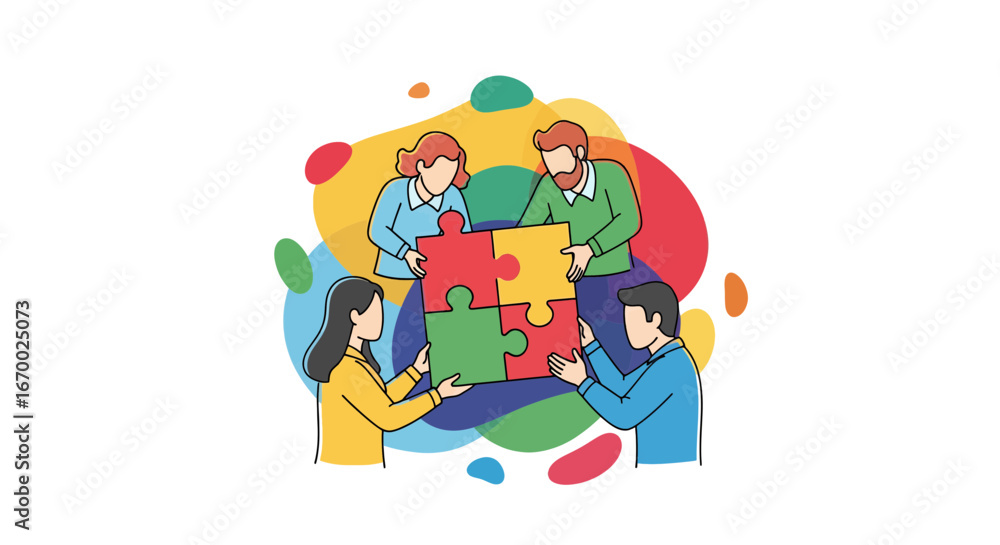 Obraz premium Teamwork puzzle collaboration business people problem solving