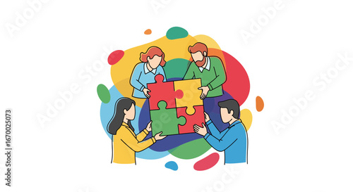 Teamwork puzzle collaboration business people problem solving